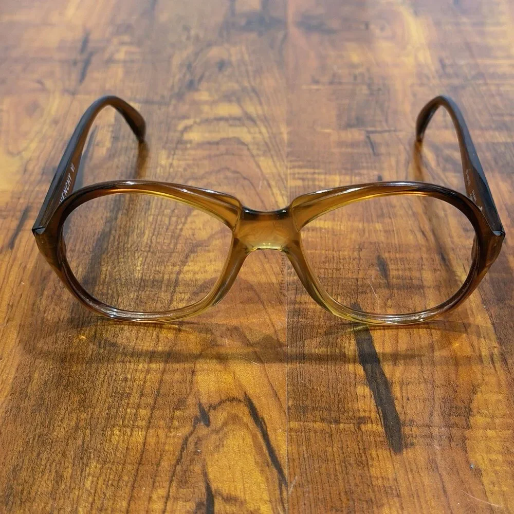 Rare Vintage Givenchy VI Unico Canada Optyl Amber Brown Eyeglass Frames Only